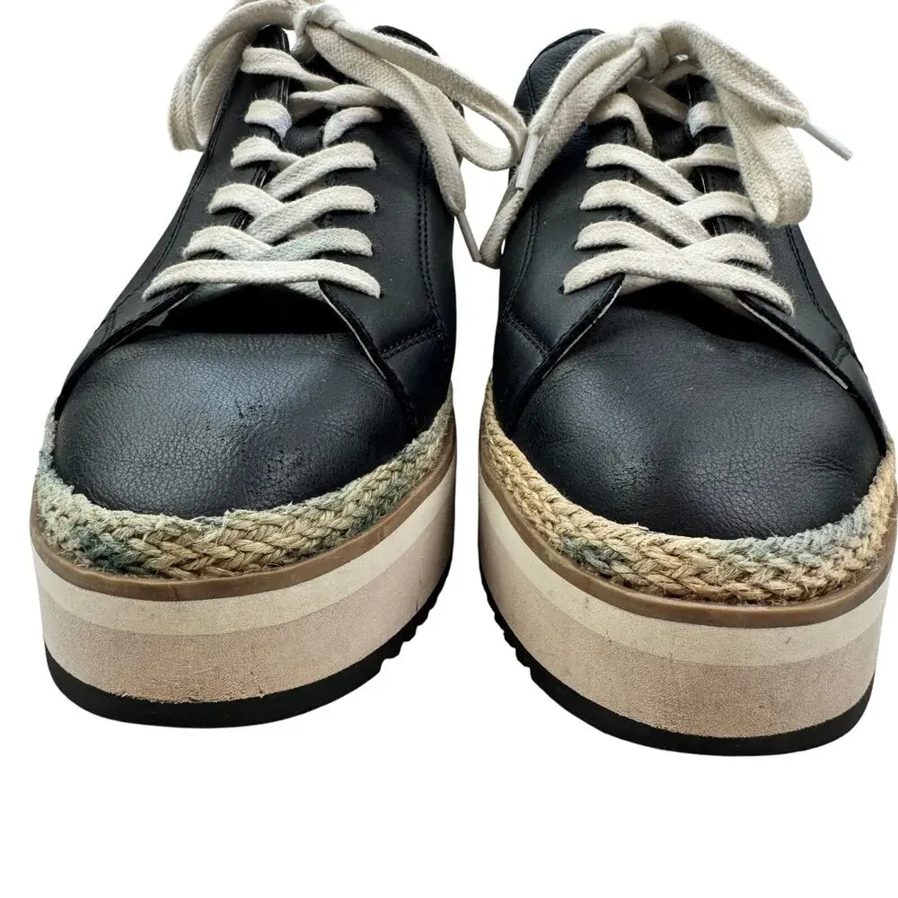 Dolce Vita Tinley Lace Up Platform Black Leather Sneakers Women's Size 9.5